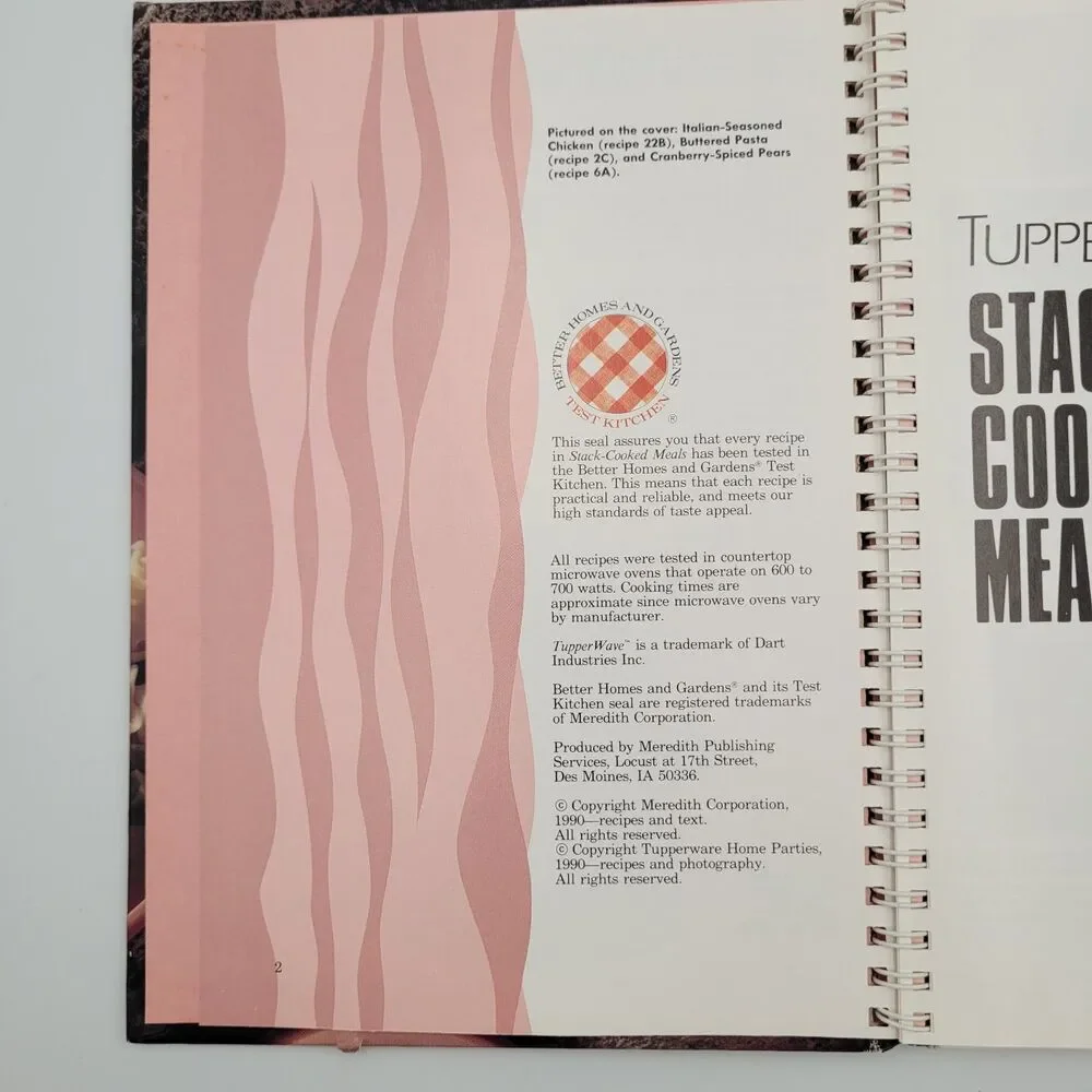 VTG Tupperwave Cookbook Microwave Stack Cooked Meals Spiral 33409 Tupperware
